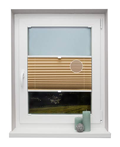 Plissee auf Maß Thermo für alle Fenster Montage in der Glasleiste Blickdicht mit Spannschuh Sonnenschutzrollo Hellorange Breite: 61-70 cm, Höhe: 101-150 cm von Beyond Drape