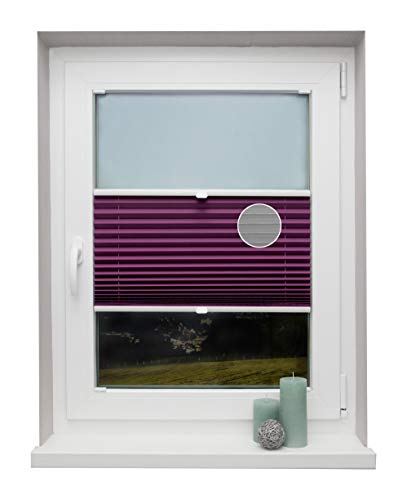 Plissee auf Maß Thermo für alle Fenster Montage in der Glasleiste Blickdicht mit Spannschuh Sonnenschutzrollo Lila Breite: 71-80 cm, Höhe: 201-250 cm von Beyond Drape