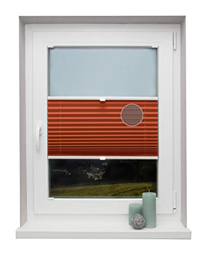 Plissee auf Maß Thermo für alle Fenster Montage in der Glasleiste Blickdicht mit Spannschuh Sonnenschutzrollo Orange Breite: 91-100 cm, Höhe: 101-150 cm von Beyond Drape