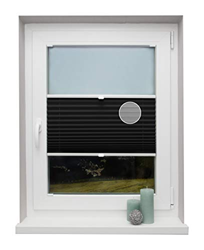 Plissee auf Maß Thermo für alle Fenster Montage in der Glasleiste Blickdicht mit Spannschuh Sonnenschutzrollo Schwarz Breite: 61-70 cm, Höhe: 40-100 cm von Beyond Drape