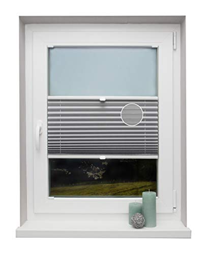 Plissee auf Maß Thermo für alle Fenster Montage in der Glasleiste Blickdicht mit Spannschuh Sonnenschutzrollo Silber Breite: 91-100 cm, Höhe: 40-100 cm von Beyond Drape