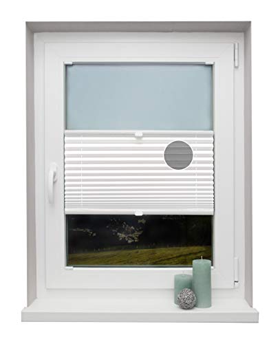 Plissee auf Maß Thermo für alle Fenster Montage in der Glasleiste Blickdicht mit Spannschuh Sonnenschutzrollo Weiß Breite: 61-70 cm, Höhe: 40-100 cm von Beyond Drape