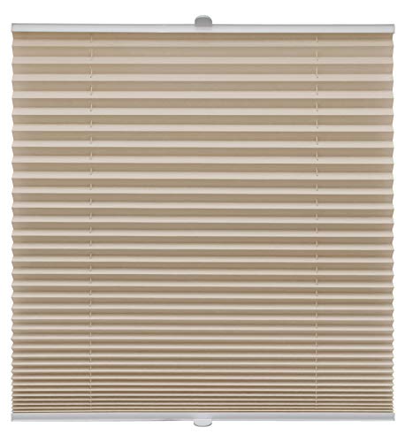 Plissee auf Maß für alle Fenster Montage Glasleiste Blickdicht mit Spannschuh Sonnenschutzrollo Beige Breite: 81-90 cm, Höhe: 151-200 cm von Beyond Drape