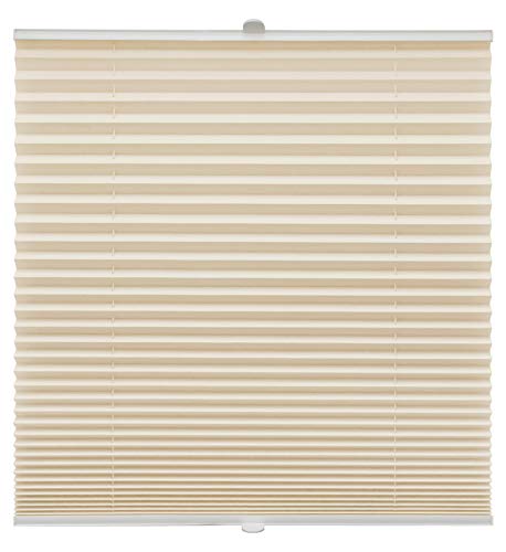 Plissee auf Maß für alle Fenster Montage Glasleiste Blickdicht mit Spannschuh Sonnenschutzrollo Hellapricot Breite: 61-70 cm, Höhe: 201-250 cm von Beyond Drape