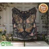 Woven Blanket With Butterfly Design - 100% Cotton Throw Fringe Boho Nature Tapestry For Sofa, Bed, Living Room Decor Woven Blanket With Butterfly Design - 100% Cotton Throw Fringe Boho Nature Tapestry For Sofa, Bed, Living Room Decor von BeyondDesignForYou