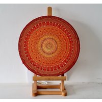 Wurzelchakra Heilung Mandala Leinwand | Handbemaltes Spirituelle Kunst Geschenk Rot Orange Henna Meditation| Chakren von MyCreativeMeditation