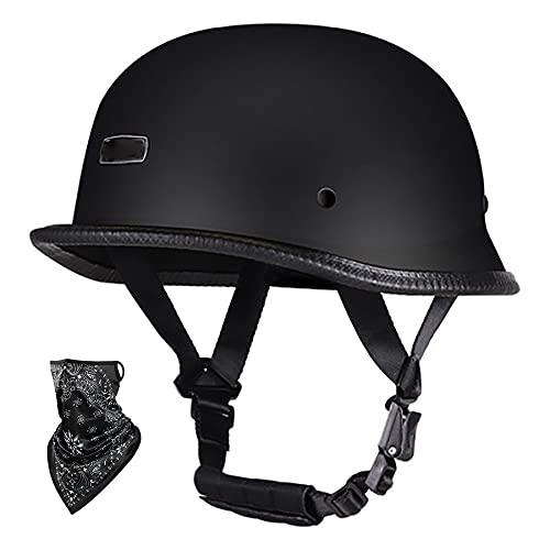 Retro Halbschalenhelm, DOT/ECE-Zulassung Outdoor Sport Retro Jethelm, Herren Damen Roller Helm, Scooter Helm, Einstellbar Schnellverschluss-Gurt, Bike Pilot Chopper Helm (55~60CM) von Beyswage