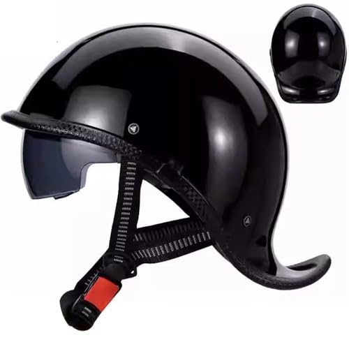 Retro Motorrad Halbhelme, Schwalbenschwanz-Design Motorrad-Helm, DOT/ECE-Zulassung Halbschalenhelm, Roller Helm mit Visier Einstellbar Schnellverschluss-Gurt, für Cruiser Chopper von Beyswage