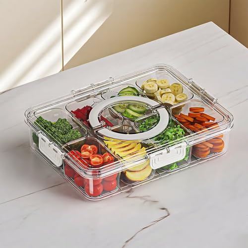 Bezugetop Snackbox mit 8 Fächern, Snackteller mit Deckel und Griff, Tragbar Snackbox Organizer für Süßigkeiten Obst Keksen Dessert Gemüse Nüsse Bezugetop Snackbox mit 8 Fächern, Snackteller mit Deckel und Griff, Tragbar Snackbox Organizer für Süßigkeiten Obst Keksen Dessert Gemüse Nüsse von Bezugetop