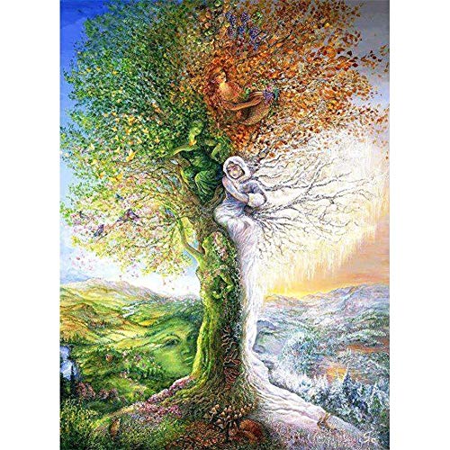 Bfchn DIY 5D Diamant Painting Bilder Kit, Vier-Jahreszeiten-Baum Diamond Painting Full Crystal Strass Stickerei Kreuzstich Kits für Kunst Handwerk Leinwand Home Wanddekoration 50x70cm von Bfchn