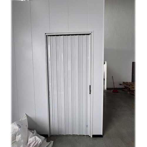 falttür Leise zusammenklappbare Tür, 203 213 cm Höhe, Aluminium-Falttür for Lagerräume, 50 53 58 60 63 Zoll Breite, weiße Falttür(H 84"/213cm,W 67"/168.5cm) von Bflcttbd