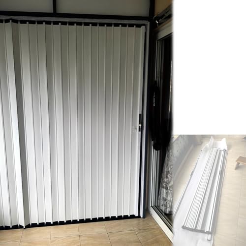 falttür Wasserdichte Falttür for den Außenbereich mit weißem Aluminiumrahmen, 80 84 Zoll Höhe, temporäre Raumteilertüren(H 213cm/84in,W 153.5cm/61") von Bflcttbd