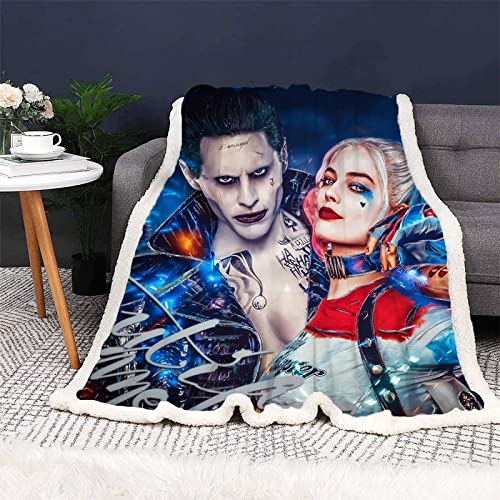 Bfrdollf Anime Decken, Clown Girl Harley Quinn Wohndecke Kuscheldecke Fleecedecke Decke Sofadecken 150 x 200 cm, Joker Harley Quinn Decke (20,150 x 200 cm) von Bfrdollf