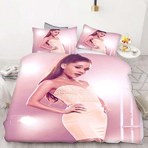 Bfrdollf Ariana Grande Bettwäsche-Set, Sänger Ariana Grande 3D-Digitaldruck Bettbezug Mit Kissenbezug Mikrofaser Für Kinder Und Erwachsene (2,Single 135 X 200 cm) von Bfrdollf