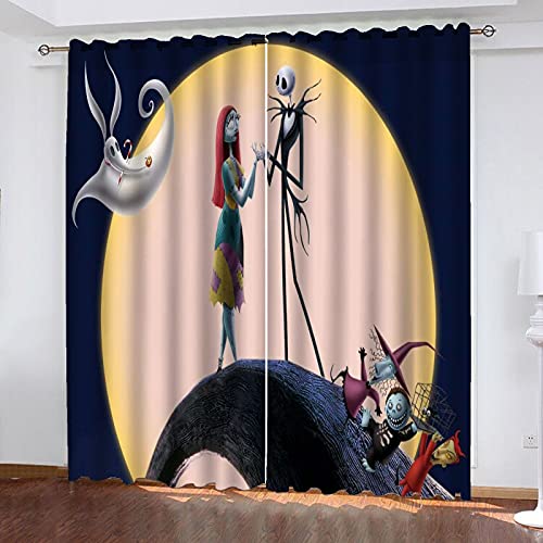 Bfrdollf Chwarze Halloween Verdunkelungsvorhang Wasserdichter Stoff Gardinen Für Kinderzimmer,Ösen Oben, Spinnennetz Fenster Vorhang 3D-Druck 100% Polyester (8,280x180cm(BxH)) von Bfrdollf