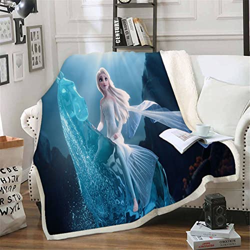 Bfrdollf Decke ELSA & Anna,Frozen Kuscheldecke ELSA Für Kinder Und Erwachsene,Sofadecke Fleecedecke,Digitaldruck 3D Blanket, Mehrfarbig (3,130 X 150 cm) von Bfrdollf