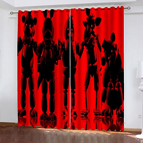 Bfrdollf Five Nights at Freddy's Verdunkelungsvorhang Wasserdichter Stoff Gardinen Für Kinderzimmer,Ösen Oben Für Gardinen,3D-Digitaldruck 100% Polyester (7,150x166cm(BxH)) von Bfrdollf