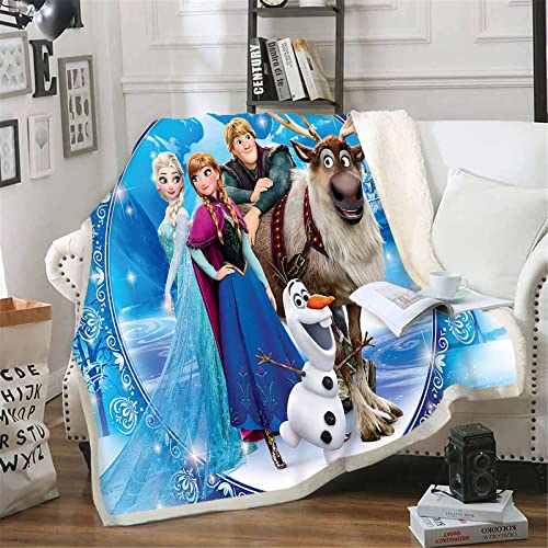 Bfrdollf Frozen Kuscheldecke Eiskönigin Anna Und ELSA Decken, Fleecedecke,Warme Wolldecke 100% Mikrofaser,für Schlafsofa Kinderdecke (1,130 X 150 cm) von Bfrdollf