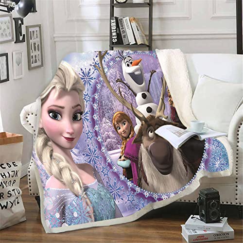 Bfrdollf Frozen Kuscheldecke Eiskönigin Anna Und ELSA Decken, Fleecedecke,Warme Wolldecke 100% Mikrofaser,für Schlafsofa Kinderdecke (8,100 X 140 cm) von Bfrdollf