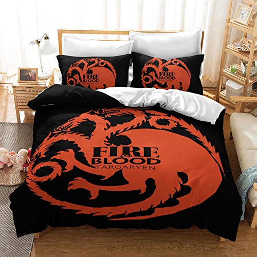 Bfrdollf Game of Thrones Bettwäsche Und Kissenbezüge 3D-Drucken Mikrofaser Bettbezug-Set Für Jugendliche (140 x 210 cm,16) von Bfrdollf