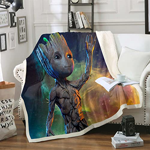 Bfrdollf Guardians of The Galaxy Decke Baby Groot Kuscheldecke Kinder Babydecke Fleecedecke 150x200 cm Sherpa Sofaüberwurf Decke Sofadecke (1,130 X 150 cm) von Bfrdollf