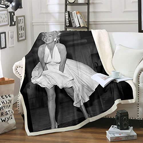 Bfrdollf Marilyn Monroe Decke Audrey Hepburn Kuscheldecke Kinder Babydecke Fleecedecke 150x200 cm Sherpa Sofaüberwurf Decke Sofadecke (4,150 X 200 cm) von Bfrdollf