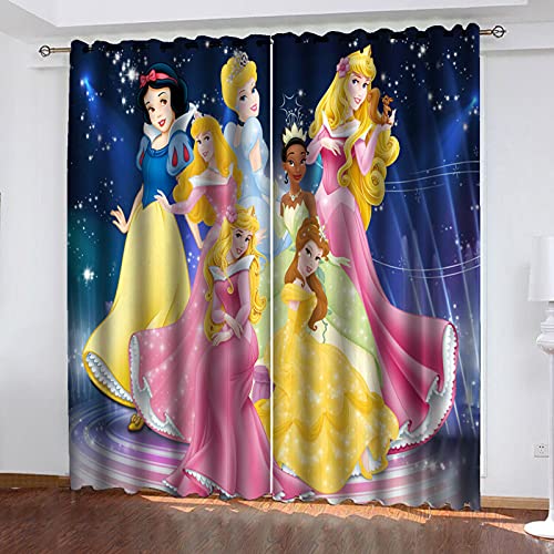 Bfrdollf Princess Meerjungfrau Rapunzel Verdunkelungs-Vorhang Kinderzimmer,Ösen Oben Für Gardinen,3D-Digitaldruck 100% Polyester (7,100x140cm(BxH)) von Bfrdollf