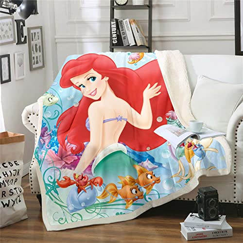 Bfrdollf Prinzessin Ariel Decke,Kuscheldecke Sofa, Weiche& Warme Fleecedecke Als Sofadecke,150x200 cm Extra Flaushig Und Plüsch Sofaüberwurf Decke (1,150 X 200 cm) von Bfrdollf