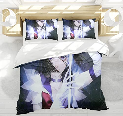 Bfrdollf Sailor Moon Bettwäsche 135x200cm Japan Anime Bettwäsche Set Mädchen Microfaser Einzelbett Bettbezug Und Kissenbezug,mit Reißverschluss (10,135 X 200 cm) von Bfrdollf