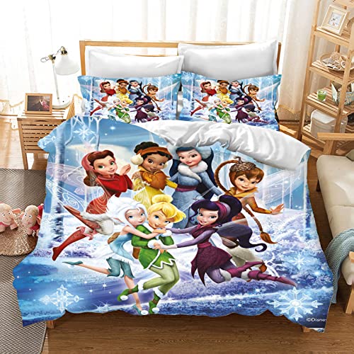 Bfrdollf Tinkerbell Bettwäsche 135x200cm Tinkerbell Und Die Piratenfee Bettwäsche Set Mädchen Microfaser Einzelbett Bettbezug Mit Reißverschluss (6,135 X 200 cm) von Bfrdollf