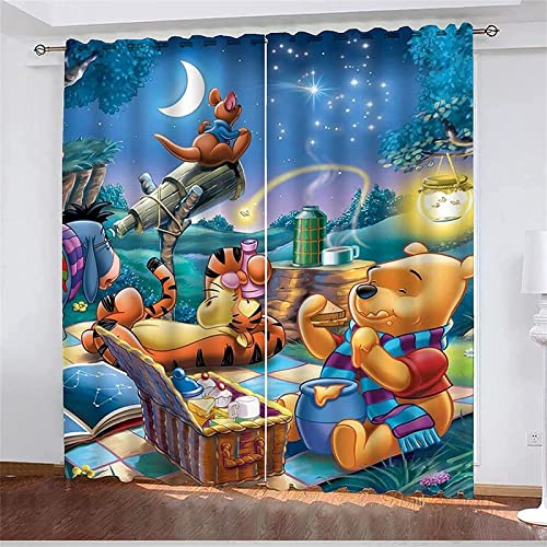 Bfrdollf Winnie Pooh Vorhang gardine Verdunkelungsvorhang, Verdunkelungsvorhang-Set Winnie The Pooh 2er Set für Kinderzimmer (100 x 140 cm(2X50X140cm),19) von Bfrdollf