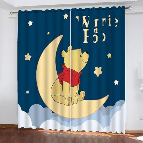 Bfrdollf Winnie Pooh Vorhang gardine Verdunkelungsvorhang, Verdunkelungsvorhang-Set Winnie The Pooh 2er Set für Kinderzimmer (150 x 166cm(2X75X166cm),12) von Bfrdollf