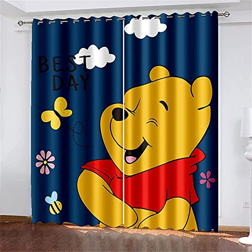 Bfrdollf Winnie Pooh Vorhang gardine Verdunkelungsvorhang, Verdunkelungsvorhang-Set Winnie The Pooh 2er Set für Kinderzimmer (150 x 166cm(2X75X166cm),18) von Bfrdollf