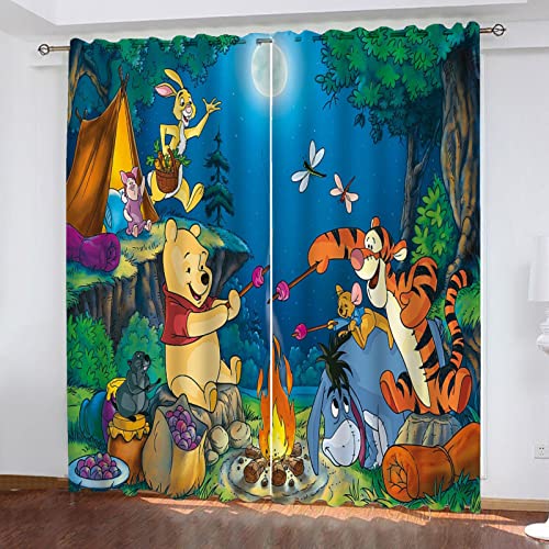 Bfrdollf Winnie Pooh Vorhang gardine Verdunkelungsvorhang, Verdunkelungsvorhang-Set Winnie The Pooh 2er Set für Kinderzimmer (150 x 166cm(2X75X166cm),8) von Bfrdollf