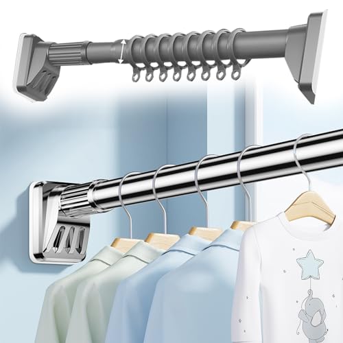 BgnEhRfL Kleiderstangen, Duschvorhangstange, Verstellbare Spannstange, Durchmesser Teleskopstange Edelstahl, Anti-Rutsch, Ohne Bohren(Gray,160cm-250cm) von BgnEhRfL