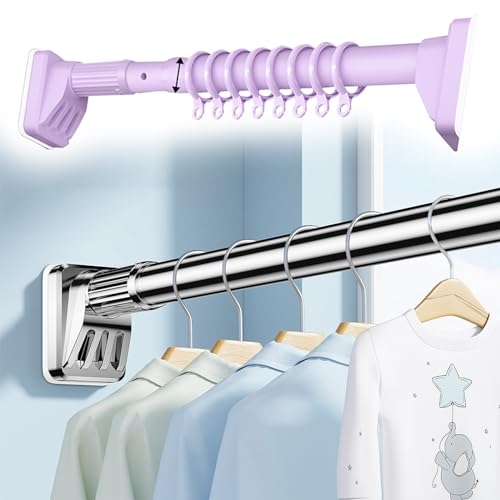 BgnEhRfL Kleiderstangen, Duschvorhangstange, Verstellbare Spannstange, Durchmesser Teleskopstange Edelstahl, Anti-Rutsch, Ohne Bohren(Purple,260cm-350cm) von BgnEhRfL