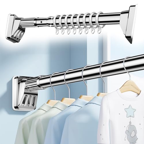 BgnEhRfL Kleiderstangen, Duschvorhangstange, Verstellbare Spannstange, Durchmesser Teleskopstange Edelstahl, Anti-Rutsch, Ohne Bohren(Stainless Steel,310cm-400cm) von BgnEhRfL