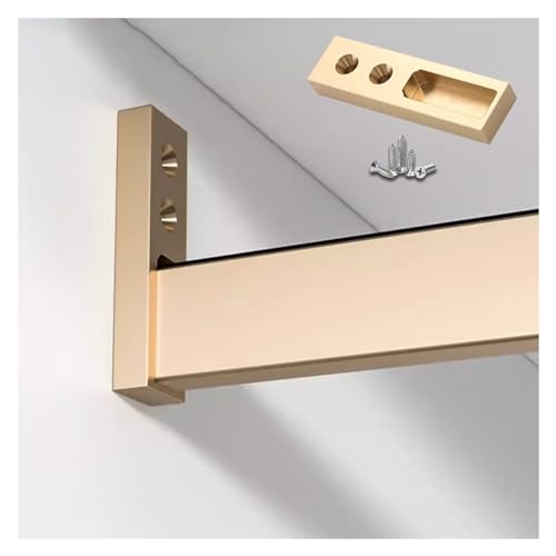 BgnEhRfL Kleiderstangen, Kleiderstange, strapazierfähiges Aluminium, seitlich montiert, benutzerdefinierte quadratische abnehmbare(Gold,Closet Width 125cm(49.2in) Gold) von BgnEhRfL