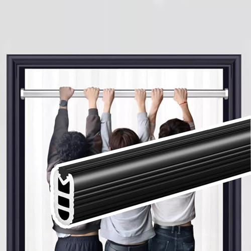 BgnEhRfL Kleiderstangen, Kleiderstange mit starker Tragfähigkeit, hängende Kleiderstange, robuste, zuschneidbare Kleiderstangenhalter(Black,130cm) von BgnEhRfL