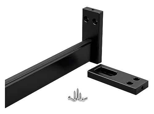 BgnEhRfL Kleiderstangen, Kleiderstangen aus Aluminium mit rutschfestem Leisestreifen, Kleiderstange for gewerbliche Bekleidungsgeschäfte zur Wandmontage(Black,Closet Width 55"(139.7cm) Black) von BgnEhRfL