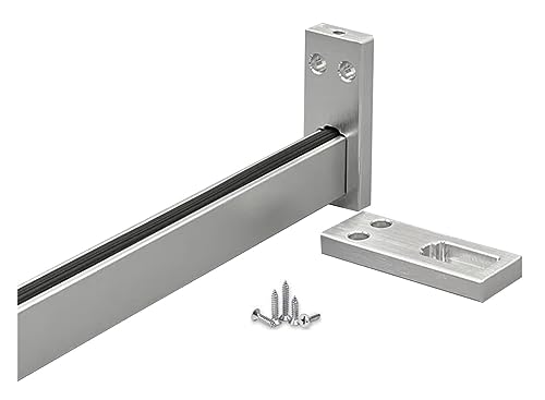 BgnEhRfL Kleiderstangen, Kleiderstangen aus Aluminium mit rutschfestem Leisestreifen, Kleiderstange for gewerbliche Bekleidungsgeschäfte zur Wandmontage(Silver,Closet Width 42"(106.7cm) Silver) von BgnEhRfL
