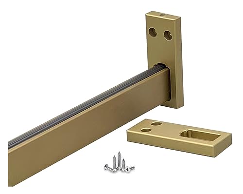 BgnEhRfL Kleiderstangen, Kleiderstangen aus Aluminium mit rutschfestem Leisestreifen, Kleiderstange for gewerbliche Bekleidungsgeschäfte zur Wandmontage(Silver,Closet Width 52in(132cm) Black) von BgnEhRfL