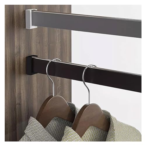 BgnEhRfL Kleiderstangen, Schrankstangen-Regalhalterungen, abnehmbare, an der Wand montierte Kleiderstange for Aufhängen, schneidbar(Gray,Closet Width 30"/76.2cm Black) von BgnEhRfL