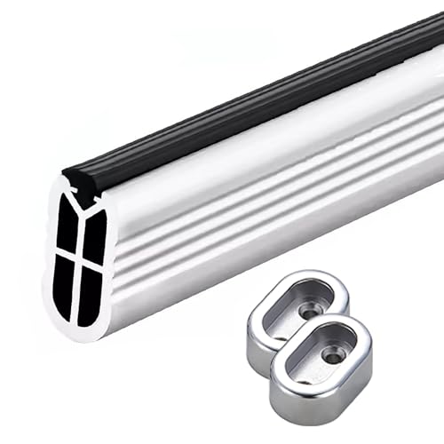 BgnEhRfL Kleiderstangen, Wandmontierte Kleiderstangenhalter for den Kleiderschrank mit Endstütze-(Silver,175cm/5.7ft) von BgnEhRfL