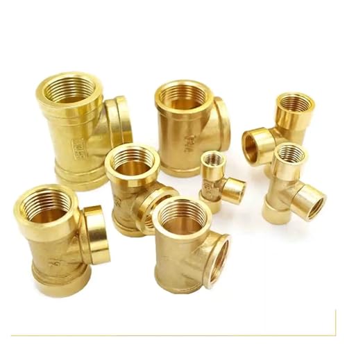 BgnEhRfL Messing-Rohrverschraubungen BSPP Weiblich Messing Gleich T 3 Möglichkeiten Rohr Rohrverbinder Fitting Wasser(0.5 Inch) von BgnEhRfL