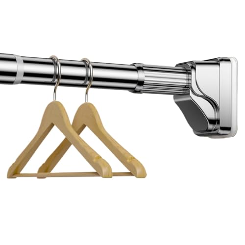 Kleiderstangen, Duschvorhangstange, ausziehbare Gardinenstange ohne Bohren, einstellbare Spannung for Badezimmer, Küche und Tür(Stainless Steel,3.1-4.0M) von BgnEhRfL