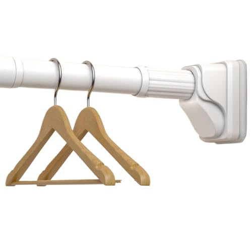 Kleiderstangen, Duschvorhangstange, ausziehbare Gardinenstange ohne Bohren, einstellbare Spannung for Badezimmer, Küche und Tür(White,2.6-3.5M) von BgnEhRfL