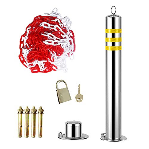Sicherheitspoller, Abnehmbarer Pollerpfosten aus Metall for Parkbarrieren, private Parkplätze in Garagen, Straßen und reflektierende Straßenmarkierungen(800x76mm) von BgnEhRfL