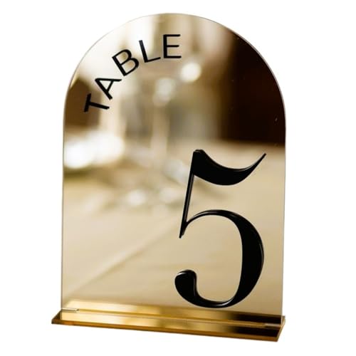 Tischnummer, Gewölbte Tischnummern in Gold mit Ständern(Black,Table 1-5) von BgnEhRfL