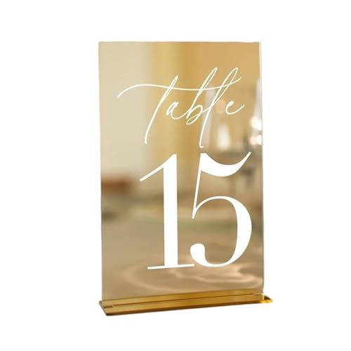 Tischnummer, Hochzeitstischschilder, Goldspiegel, Hochzeitsdekor, Tischschild mit Ständern(Table 1-20) von BgnEhRfL
